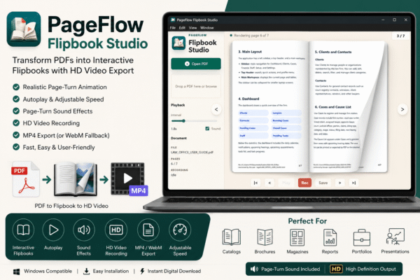 PageFlow Flipbook Studio – PDF to Flipbook Creator & Video Exporter