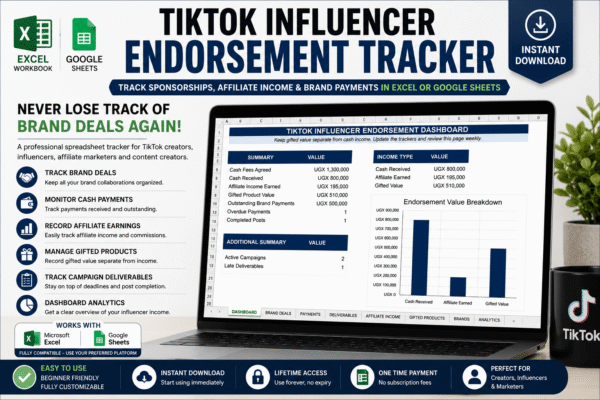 TikTok Influencer Tracker SpreadsheetTikTok Influencer Tracker Spreadsheet