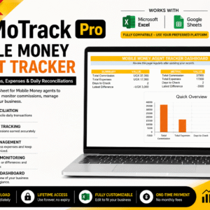MoMoTrack Pro – Mobile Money Agent Reconciliation Tracker (Excel & Google Sheets)